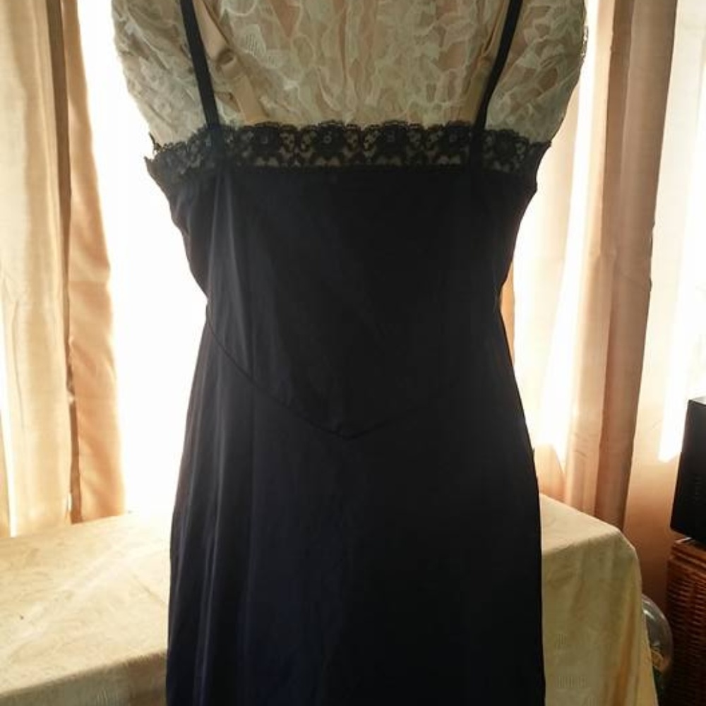 *Vintage Full Dress Slip Van Raalte Dark Blue - Picture 4 of 5